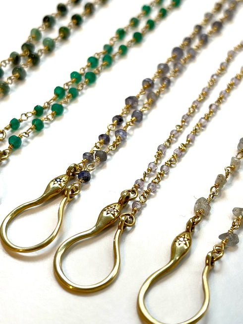 Green jade snake necklace