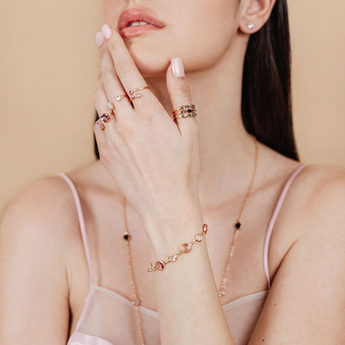 צמיד סיריס צלול וטבעות עם קריסטלים של סברובסקי