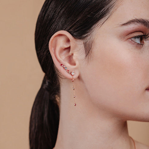 עגיל סיריס צמוד בשילוב עם עגיל סיריס נופל