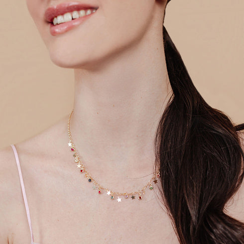 שרשרת סיריס כוכבים זהב ואבני סברובסקי