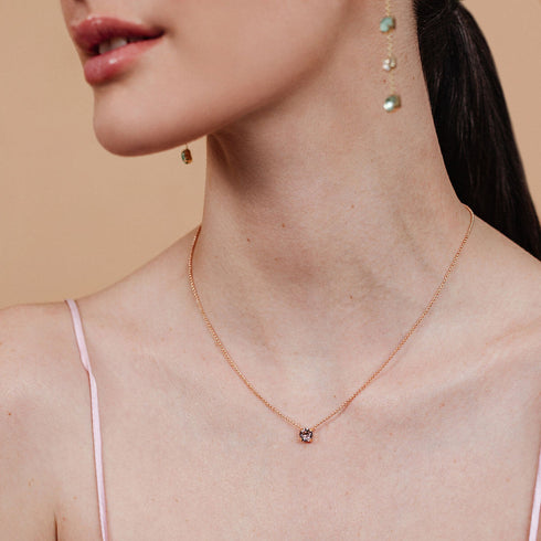 שרשרת זהב רוז עם קריסטל רוז וינטג' של סברובסקי