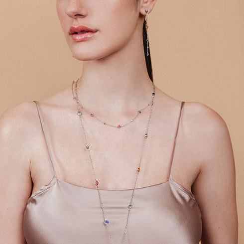 שרשרת סיריס ארוכה כסף עם עוד תכשיטים