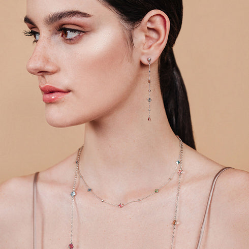 עגילי כסף נופלים עם קריסטלים של סברובסקי