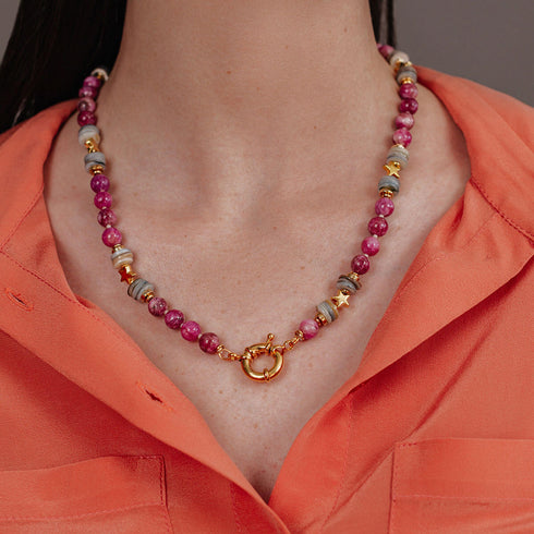 שרשרת אם הפנינה ורודה