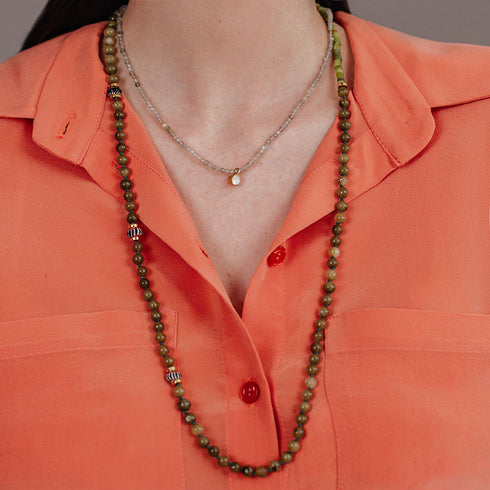 שרשרת לברדורייט יהלום ושרשרת מיוקי