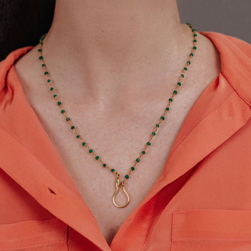 שרשרת חרוזי ג'ייד ירוק עז