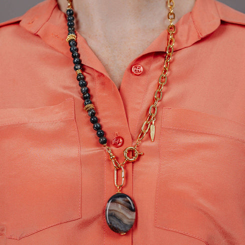 שרשרת צ'ארם ג'ייד אפורים