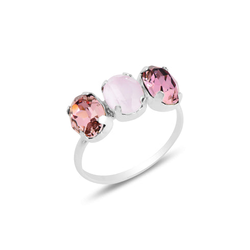 טבעת כסף וקריסטלים של סברובסקי