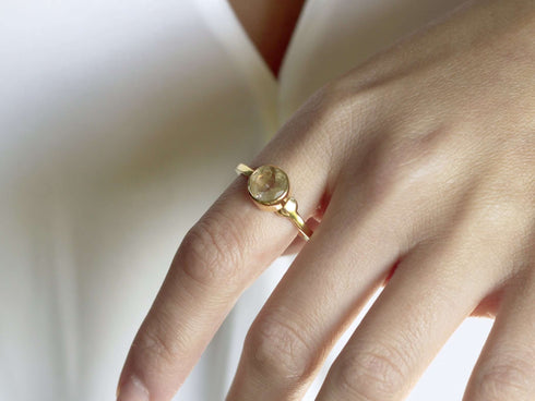 טבעת כסף מצופה זהב רוטיל קוורץ
