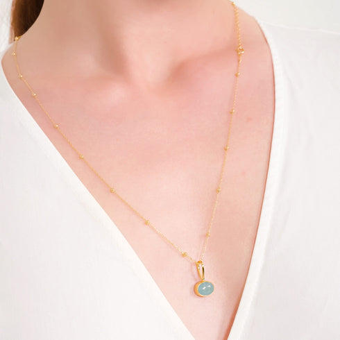 שרשרת משובצת אבן חן אקוומרין