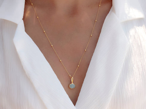 שרשרת אקוומרין כסף מצופה זהב