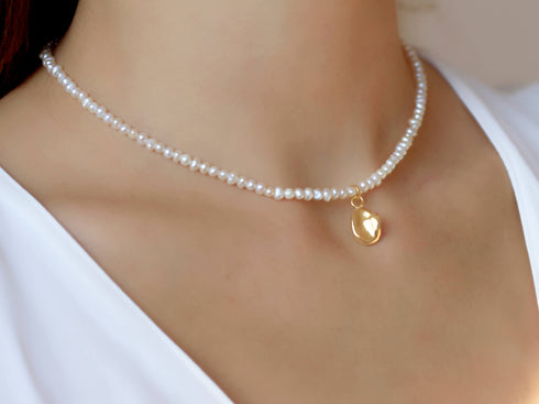 שרשרת פנינים ותליון טיפה