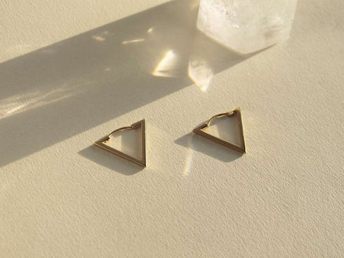 עגילי משולשים כסף מצופה זהב